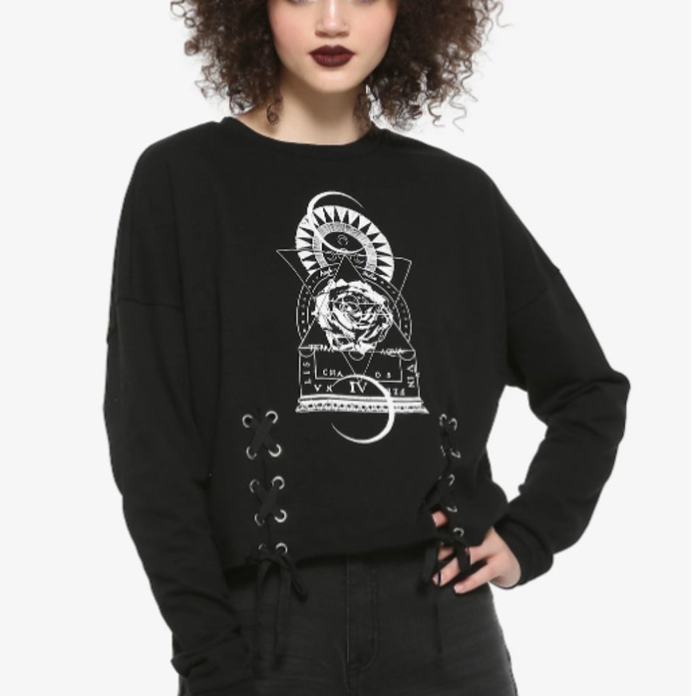 Hot Topic Sun Moon Floral Lace-Up LG